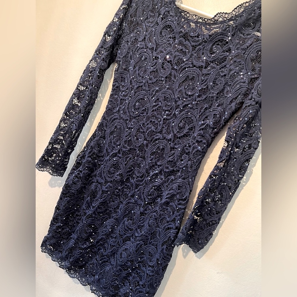 Lace Sequined Mini Dress